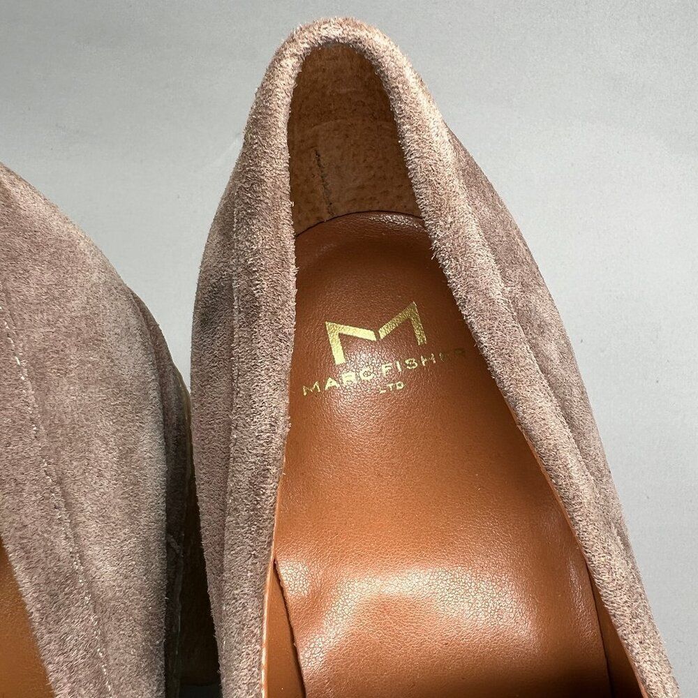 Marc Fisher Lina Platform Heels Women's Size 8.5 Beige Suede Leather Loafers - Picture 9 of 14
